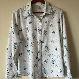 Vintage Blair floral and polka dot button-down blouse